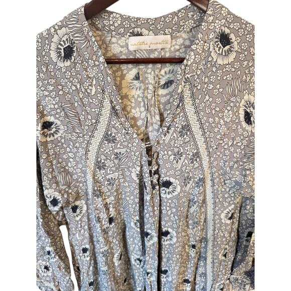 NATALIE MARTIN Fiore Maxi Dress Size Small Vintage Flowers Silver Boho Hippie - Picture 4 of 9